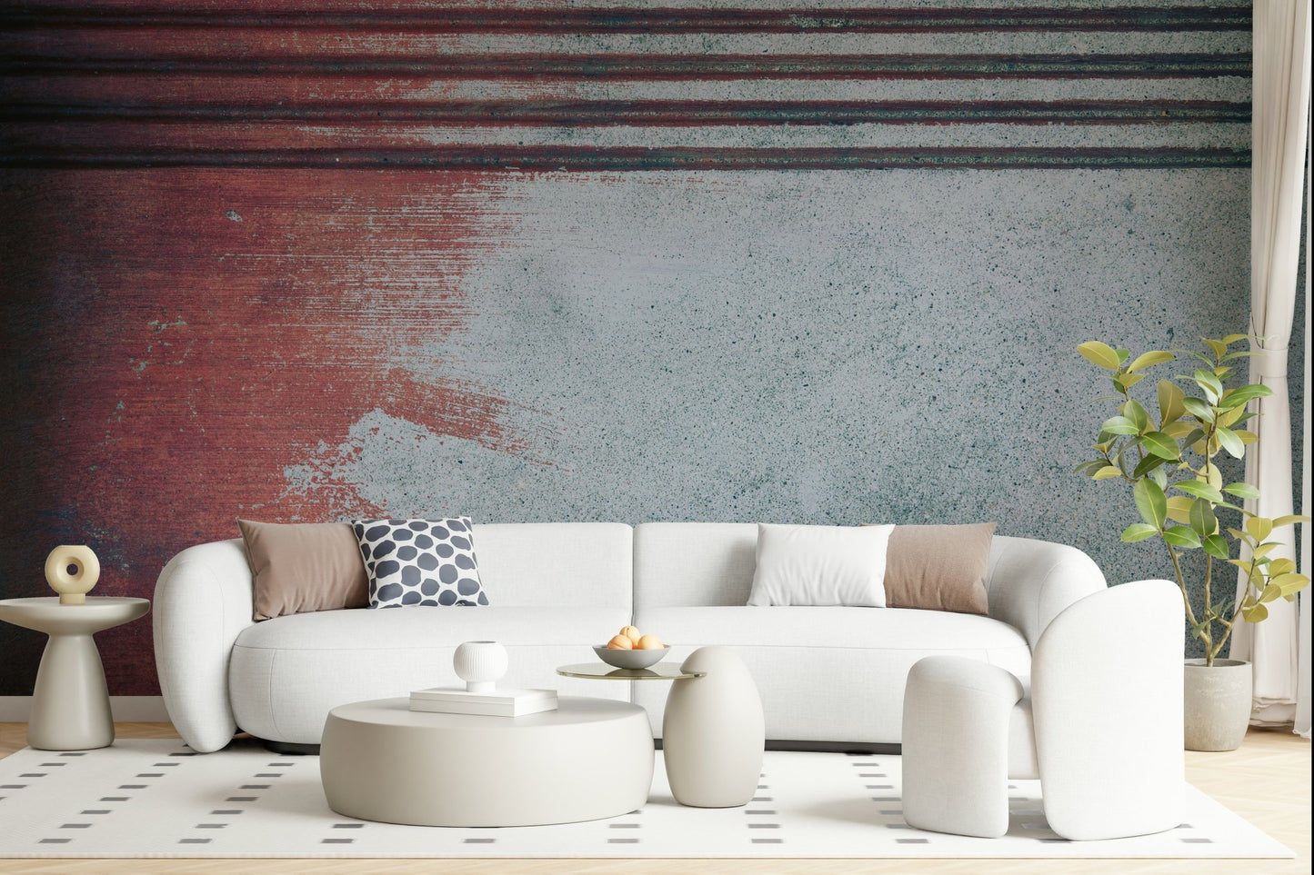 Close-up view of surface Rustic Rouge Concrete Wall Mural