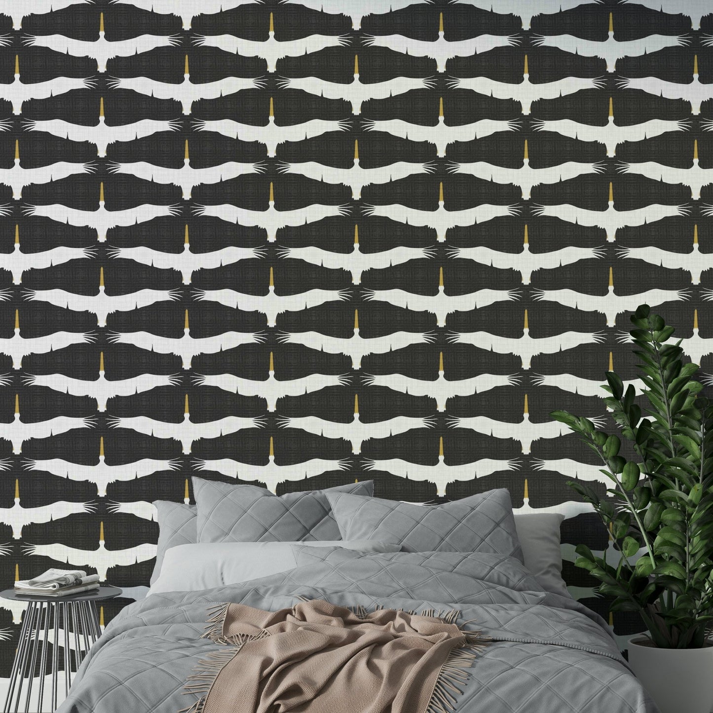 Gray bird wallpaper mural
