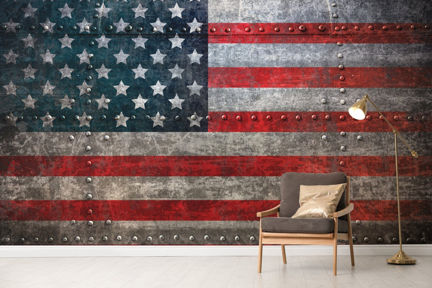 Rustic Steel American Flag Wallpaper - Giffywalls C802