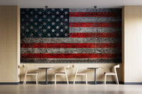 Rustic Steel American Flag Wallpaper - Giffywalls C802
