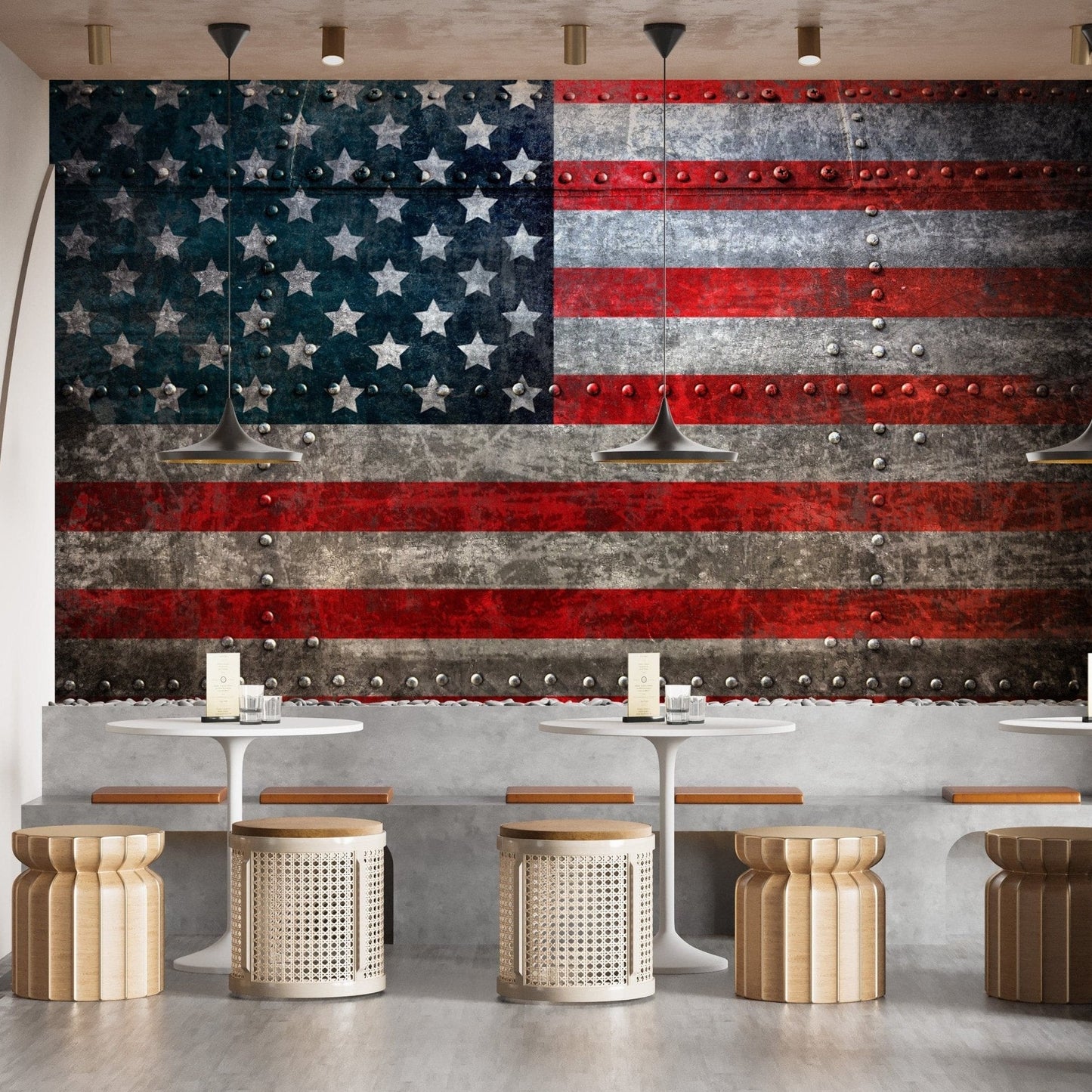 Rustic Steel American Flag Wallpaper - Giffywalls C802