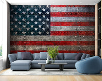 Rustic steel flag wallpaper living room décor C802