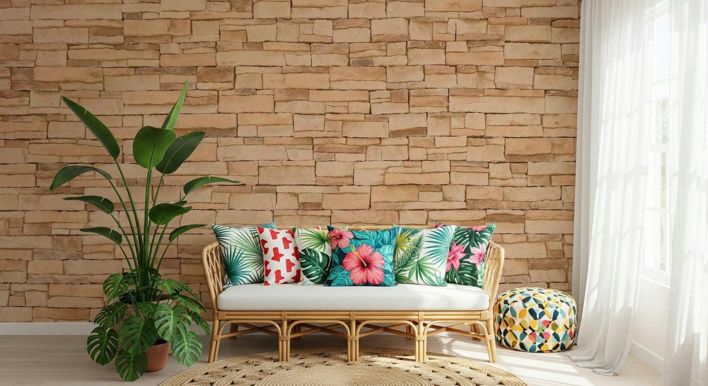 Close-up texture of the Rustic Stone Appeal wallpaper.