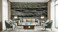 Realistic stacked stone wallpaper mural application.