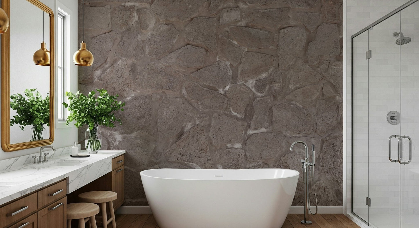 Close-up texture of the Rustic Stone Wall wallpaper., GD6132