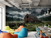 Office workplace turns moody under the old barn and stormy peaks wall muralGD9558