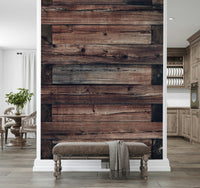 Detailed look at the realistic knots and imperfections in the Rustic Timber wallpaper.