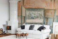 Country style wallpaper showing an open window overlooking green foliage.