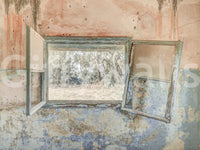 Peeling paint effect wall mural for an industrial chic interior aesthetic.