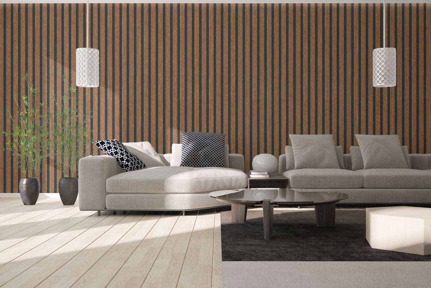 Rustic Wood Panel Striped Wallcovering
