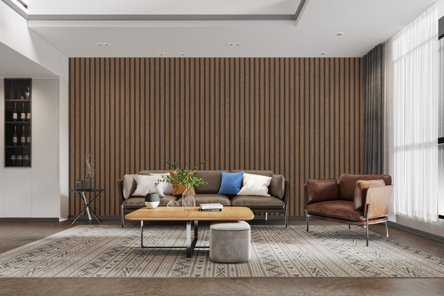 Rustic Wood Panel Striped Wallpaper