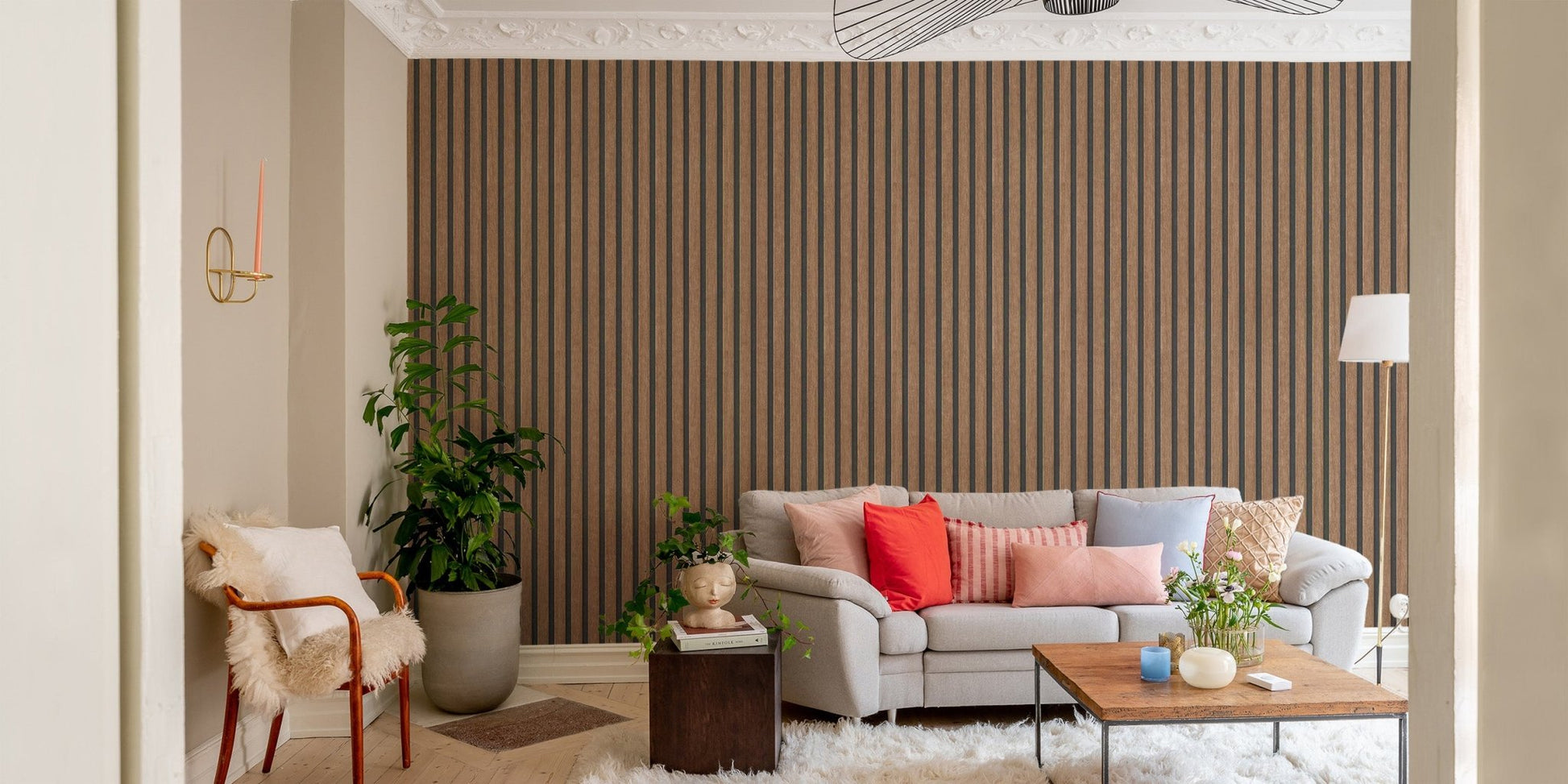 Vertical Wood Panel Striped Wallpaper
