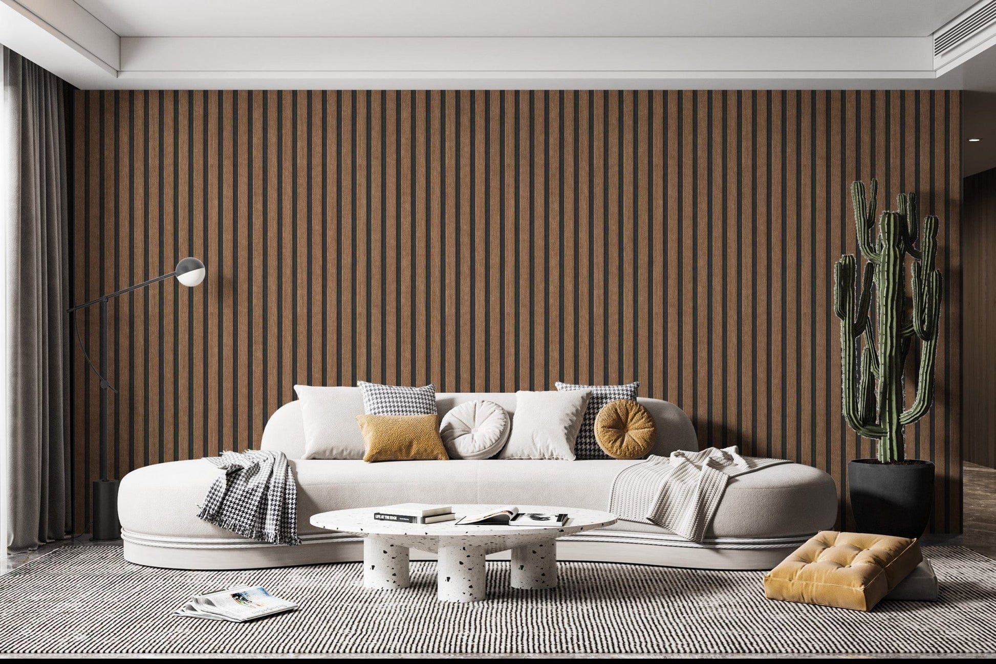 Rustic Wood Panel Striped Wall Design
