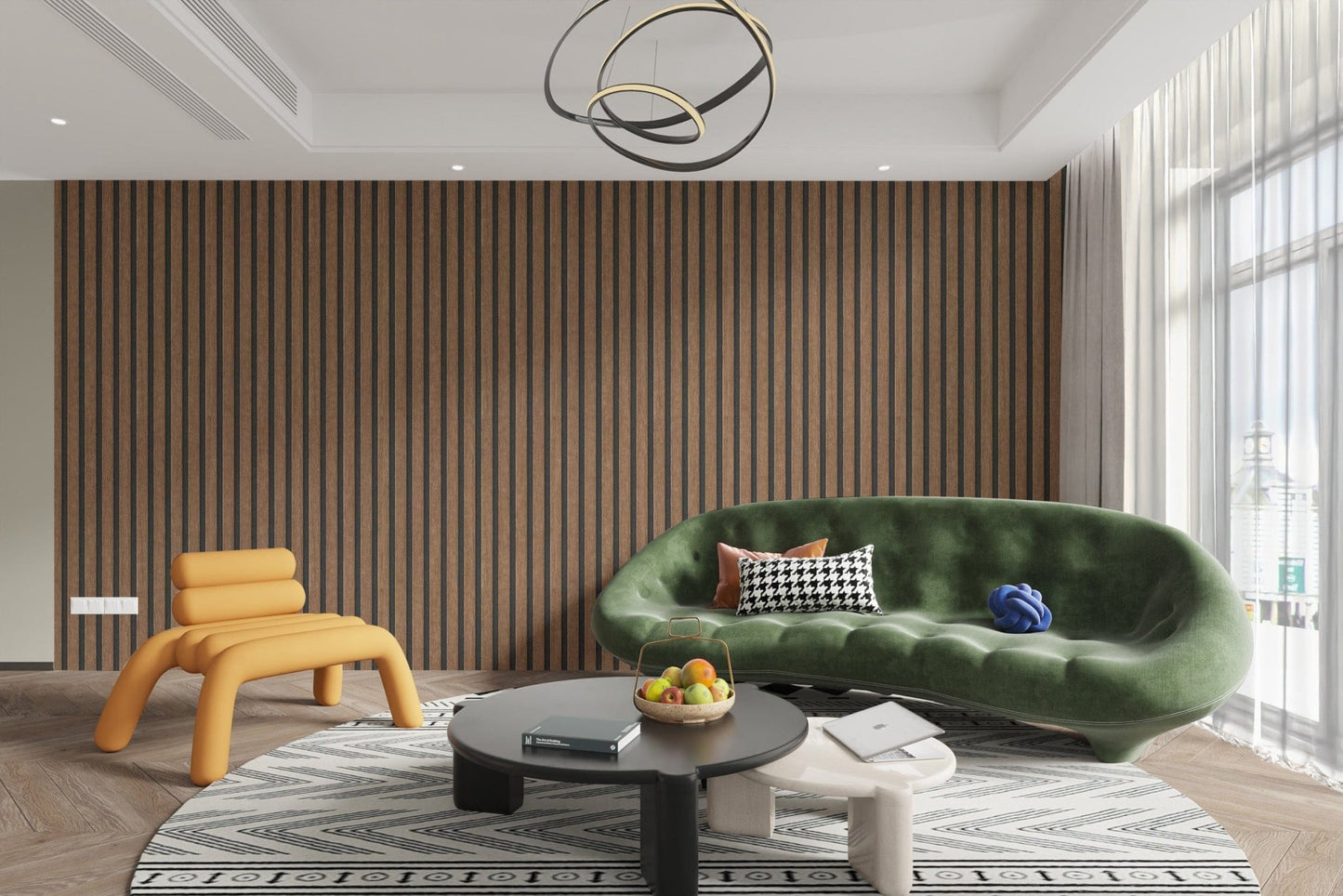 Rustic Wood Panel Striped Wall Accent
