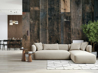 Distressed white wood texture on the Rustic Wood Plank wallpaper for walls.