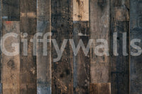 Cozy texture of the Rustic Wood Plank Charm peel and stick mural behind a bed.
