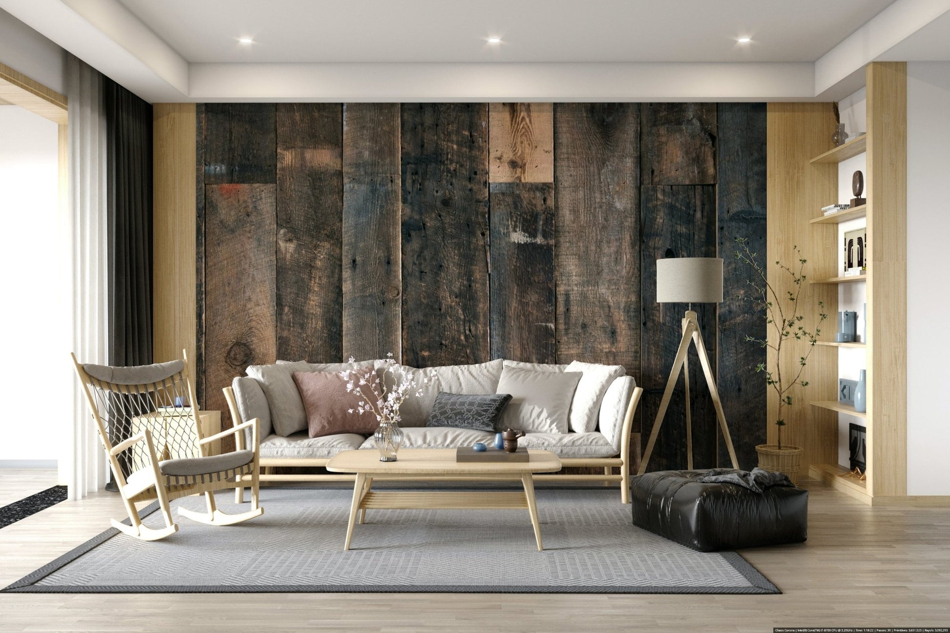 Rustic Wood Plank Charm wallpaper mural creating a comfortable feature wall.