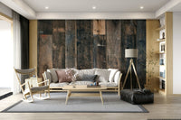 Rustic Wood Plank Charm wallpaper mural creating a comfortable feature wall.