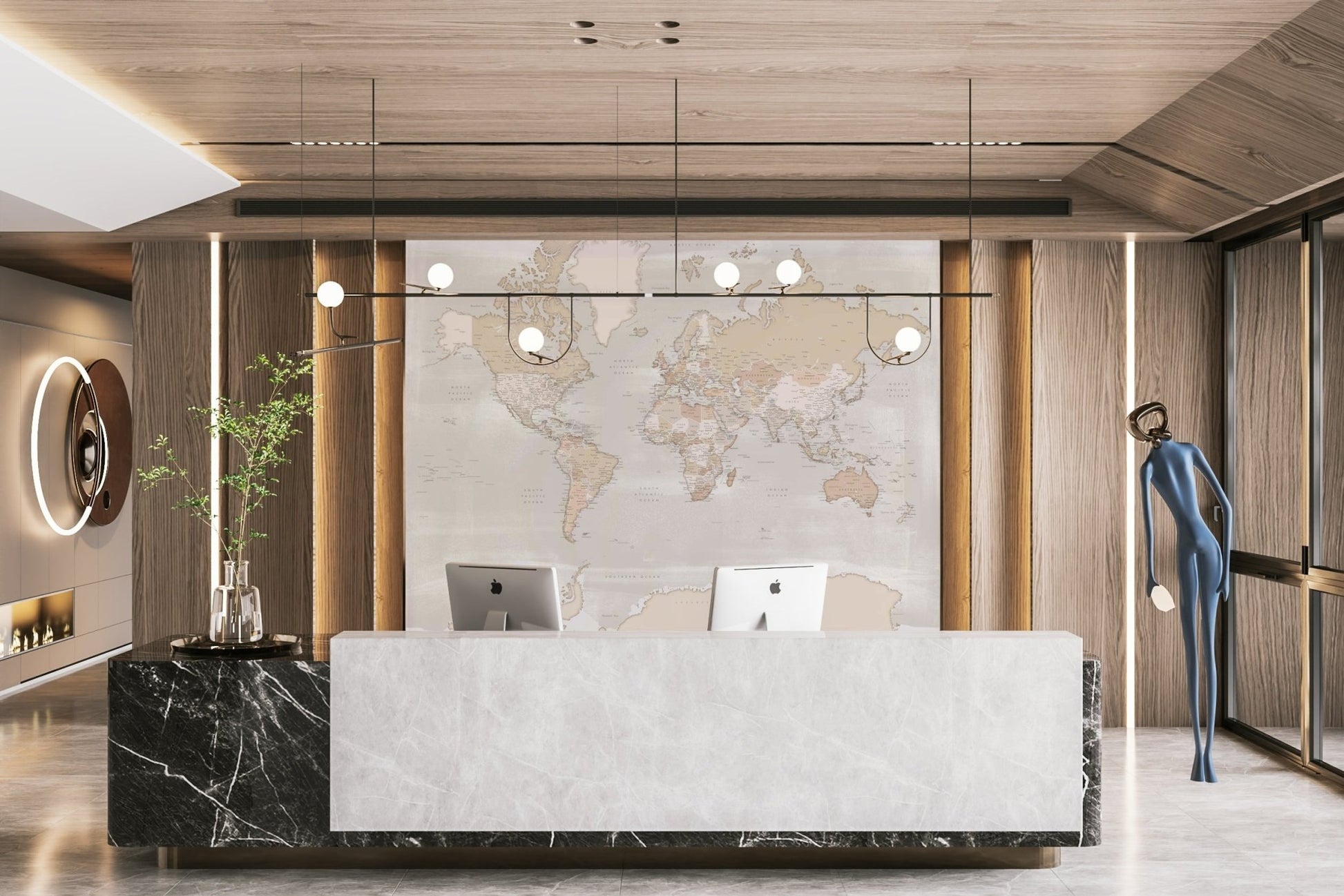 Rustic world map wallpaper for walls

