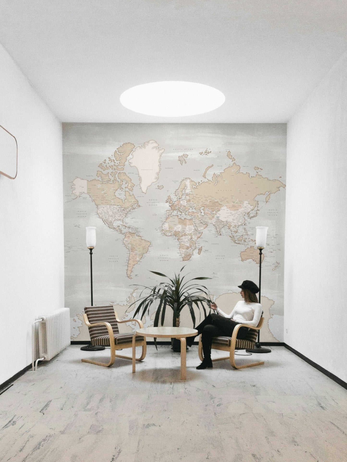 Natural rustic world map wall decor

