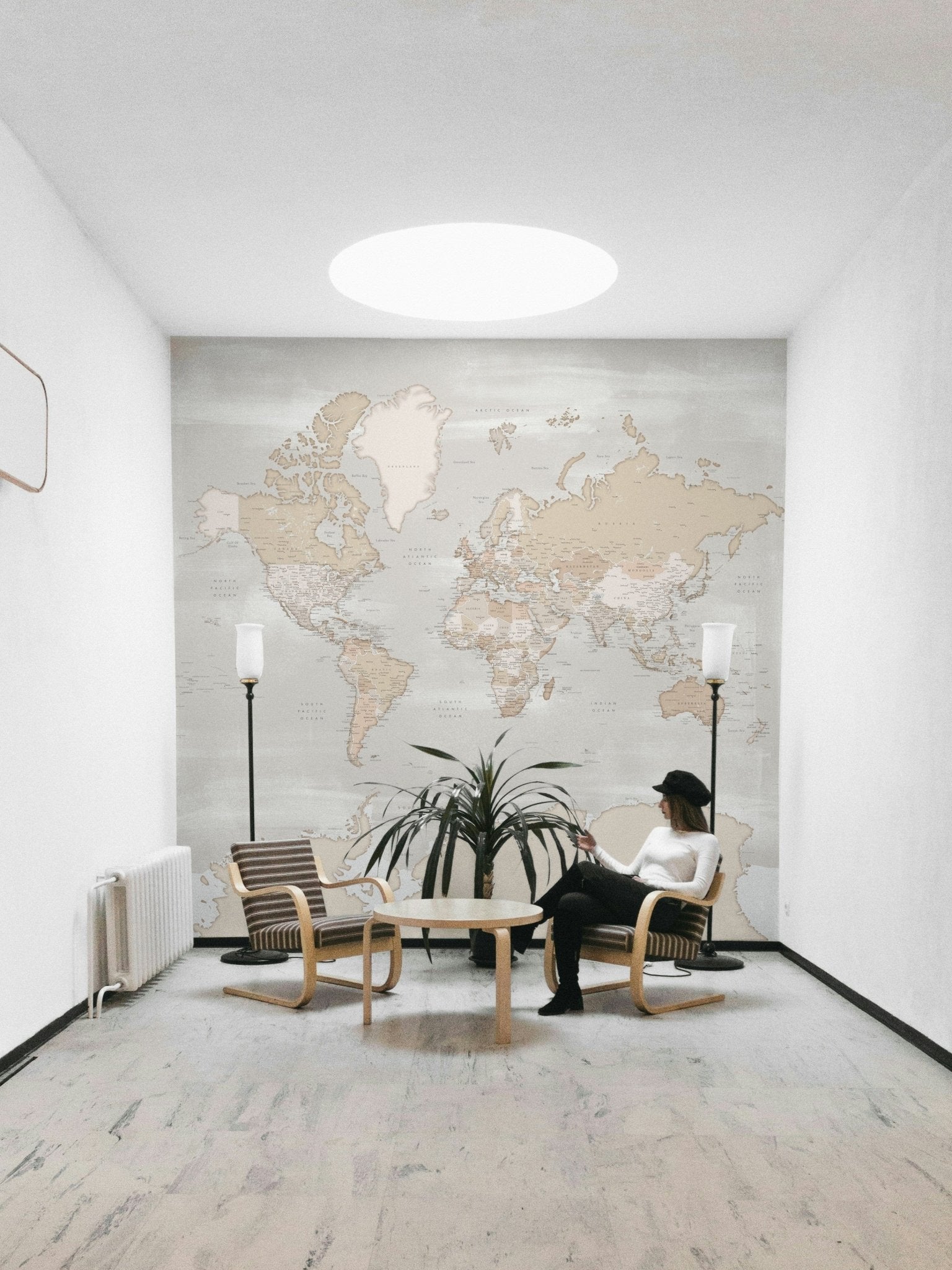 Natural rustic world map wall decor

