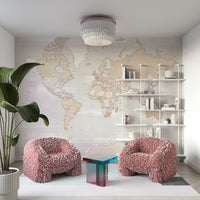 Rustic wood texture world map decor

