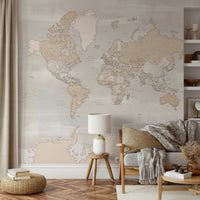 Warm rustic world map wall art

