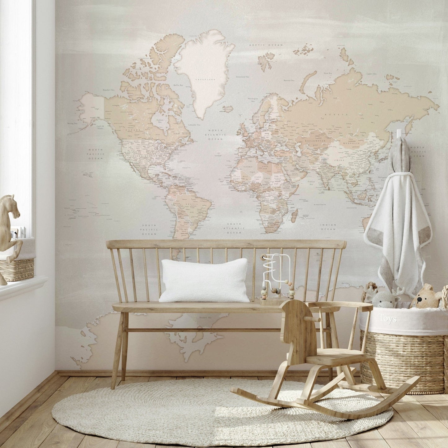 Rustic brown world map wallpaper art

