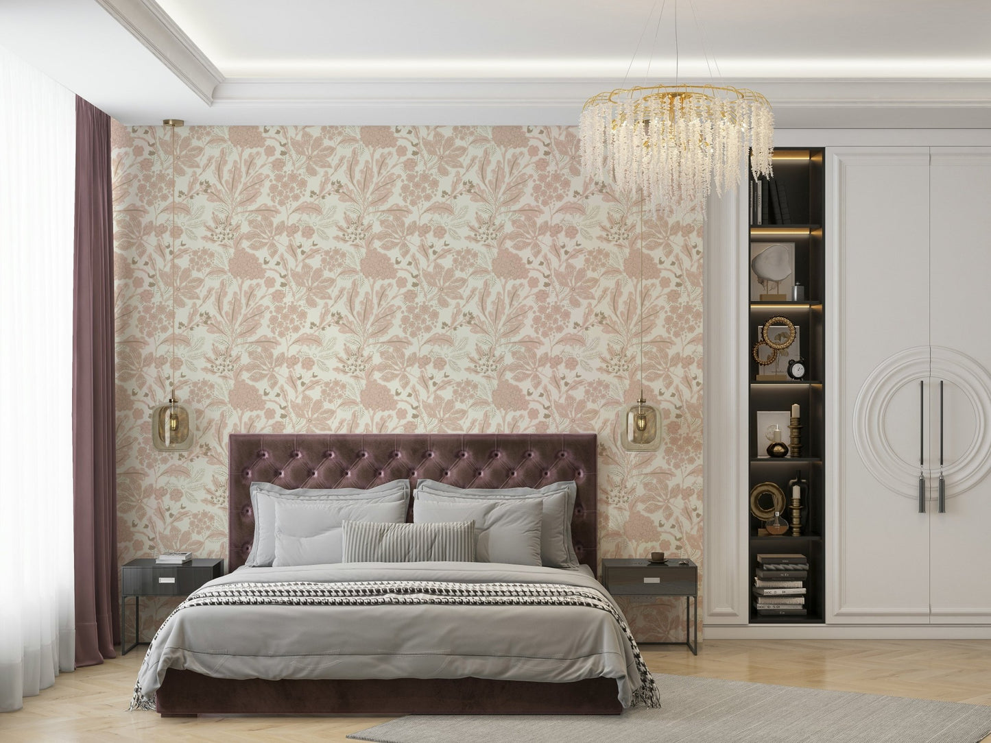 Close-up of botanical mural wallpaper, GD968