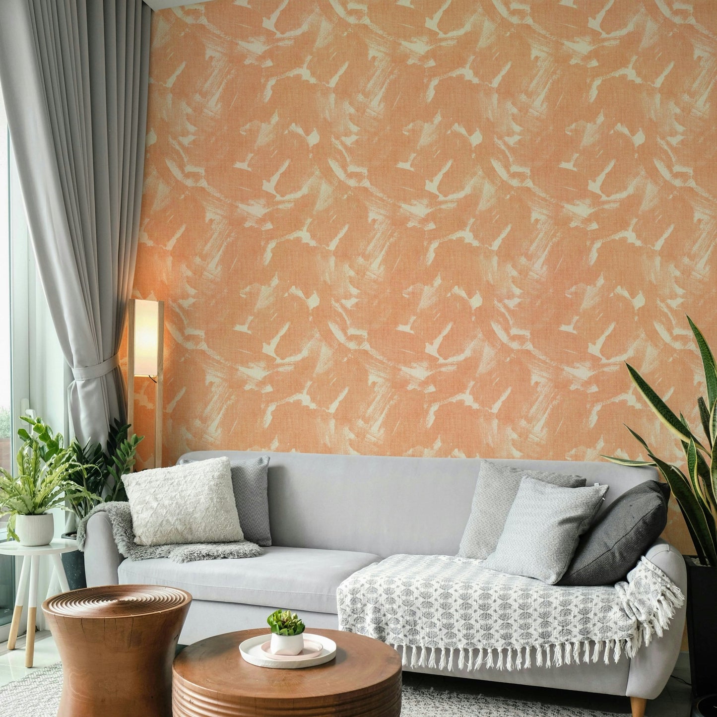 Earthy rust and metallic brushstroke wallpaper pattern

