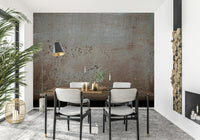 Aged brown oxidation effect on wallpaper mural featuring Rusty Metal.