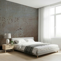 Abstract oxidized grey and brown Rusty Metal wallpaper mural art.