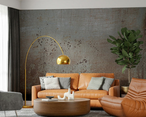 Gritty distressed steel texture peel and stick wallpaper design., GD7149