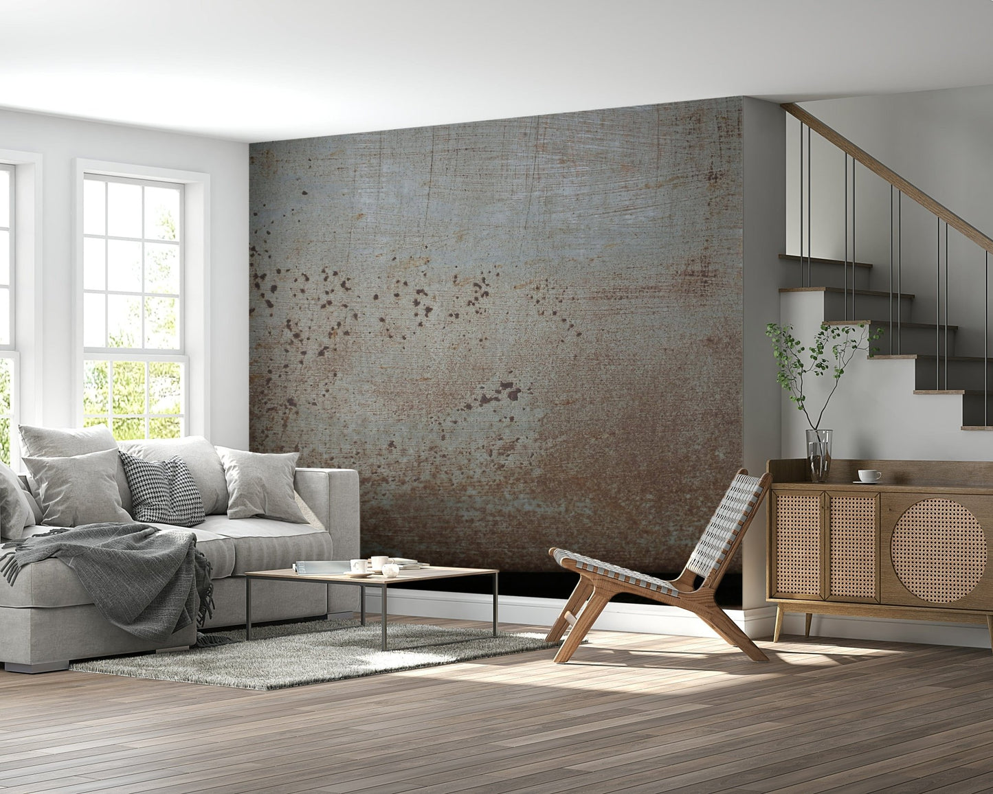 Deep texture simulation, Rusty Metal wallpaper mural for lofts.
