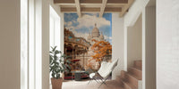This hallway uses Sacre-Coeur Carousel Wall Mural for a soft architectural accent