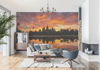 Sacred Glow Reflection Wall Mural with glowing sunset cloudsGD9201