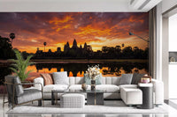 Sacred Glow Reflection Wall Mural with orange sky tonesGD9201