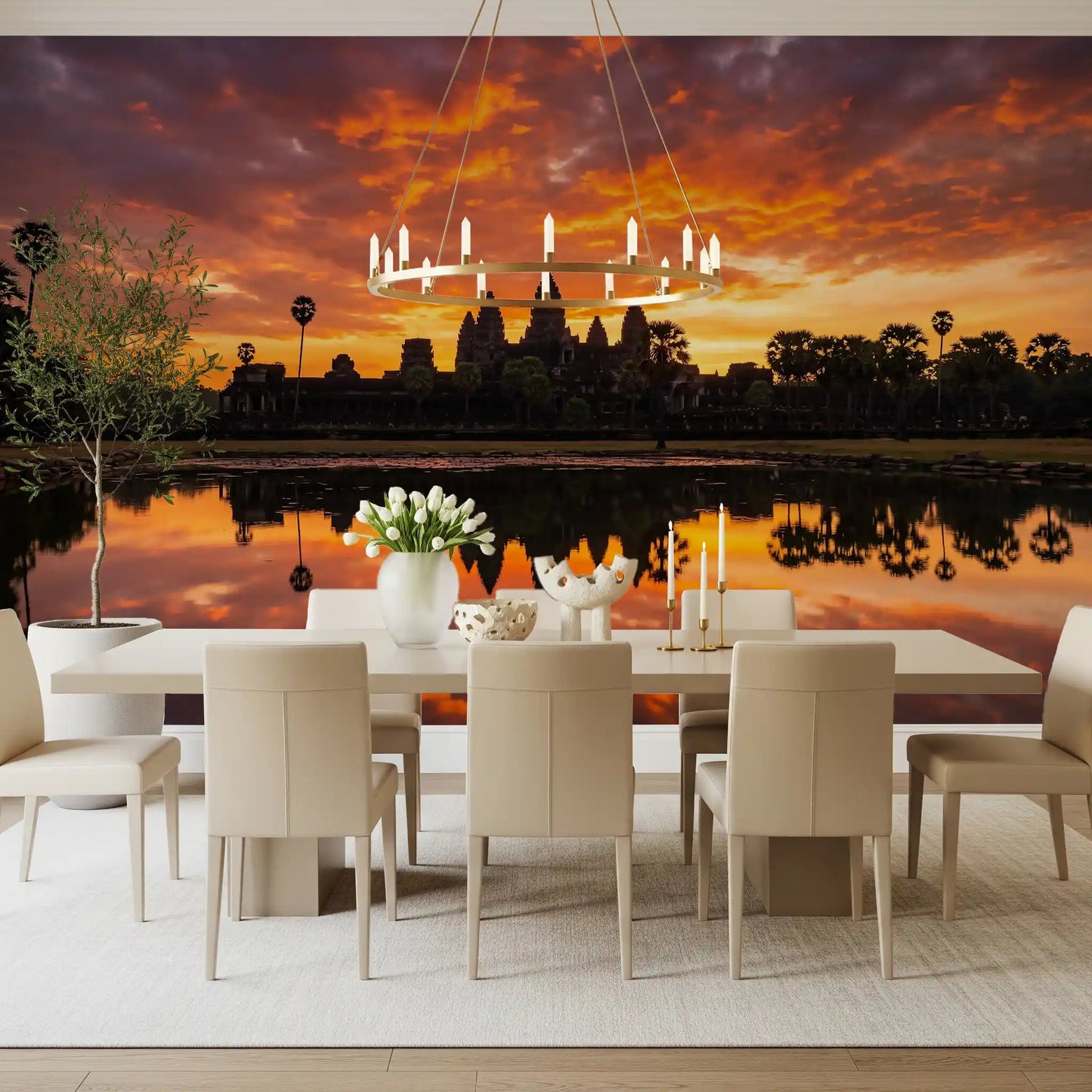 Sacred Glow Reflection Wall Mural with lake reflection viewGD9201