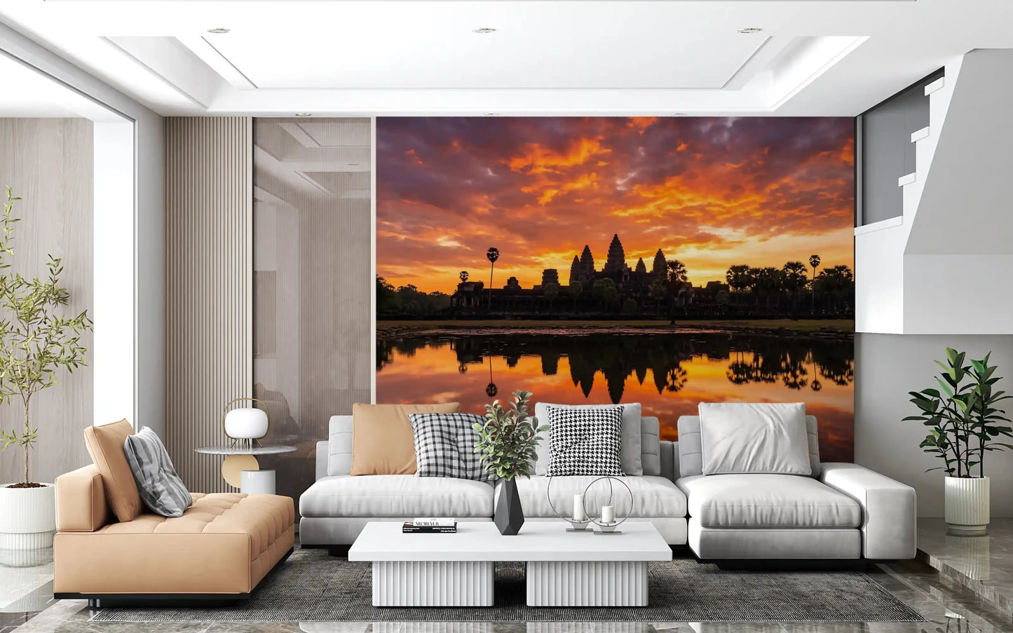 Scenic sunset Wall Mural in Sacred Glow Reflection styleGD9201