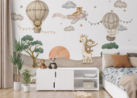 Whimsical safari animals wall design

