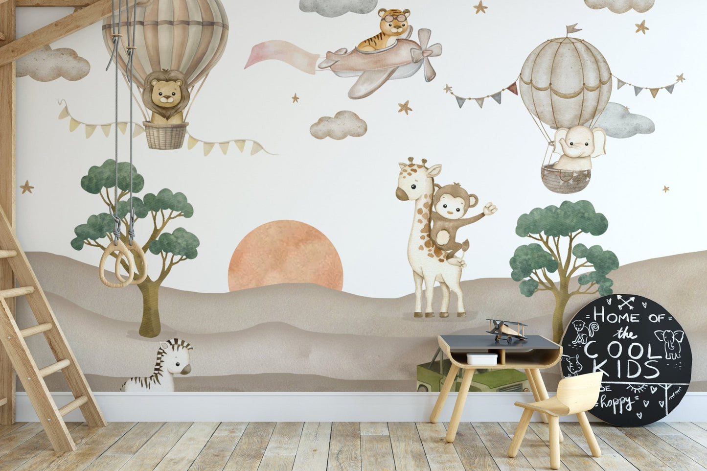 Nursery wallpaper with safari animals
