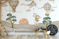 Nursery wallpaper with safari animals
