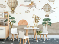 Jungle safari themed nursery wallpaper
