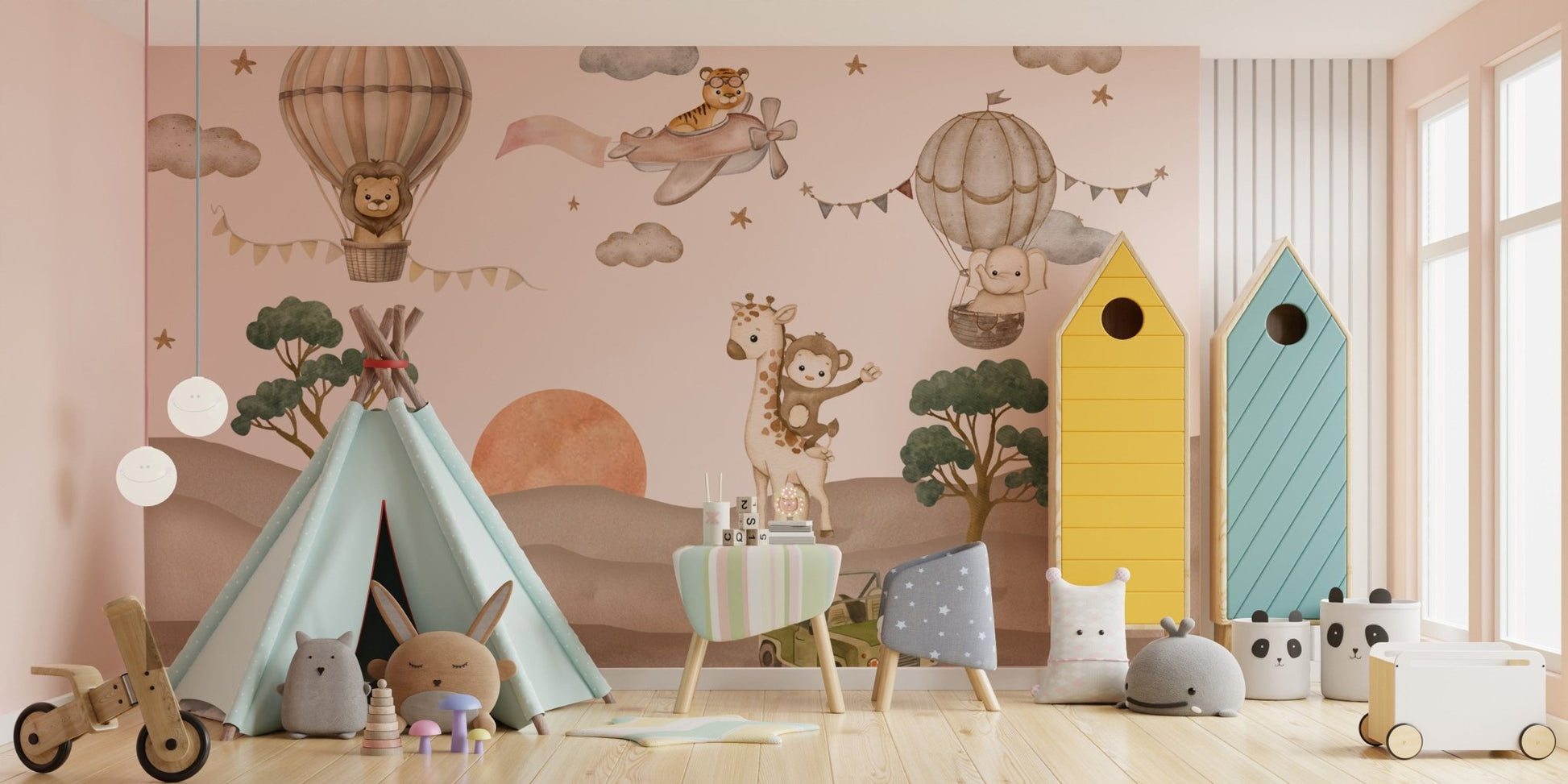 Safari animals wallpaper for nursery



