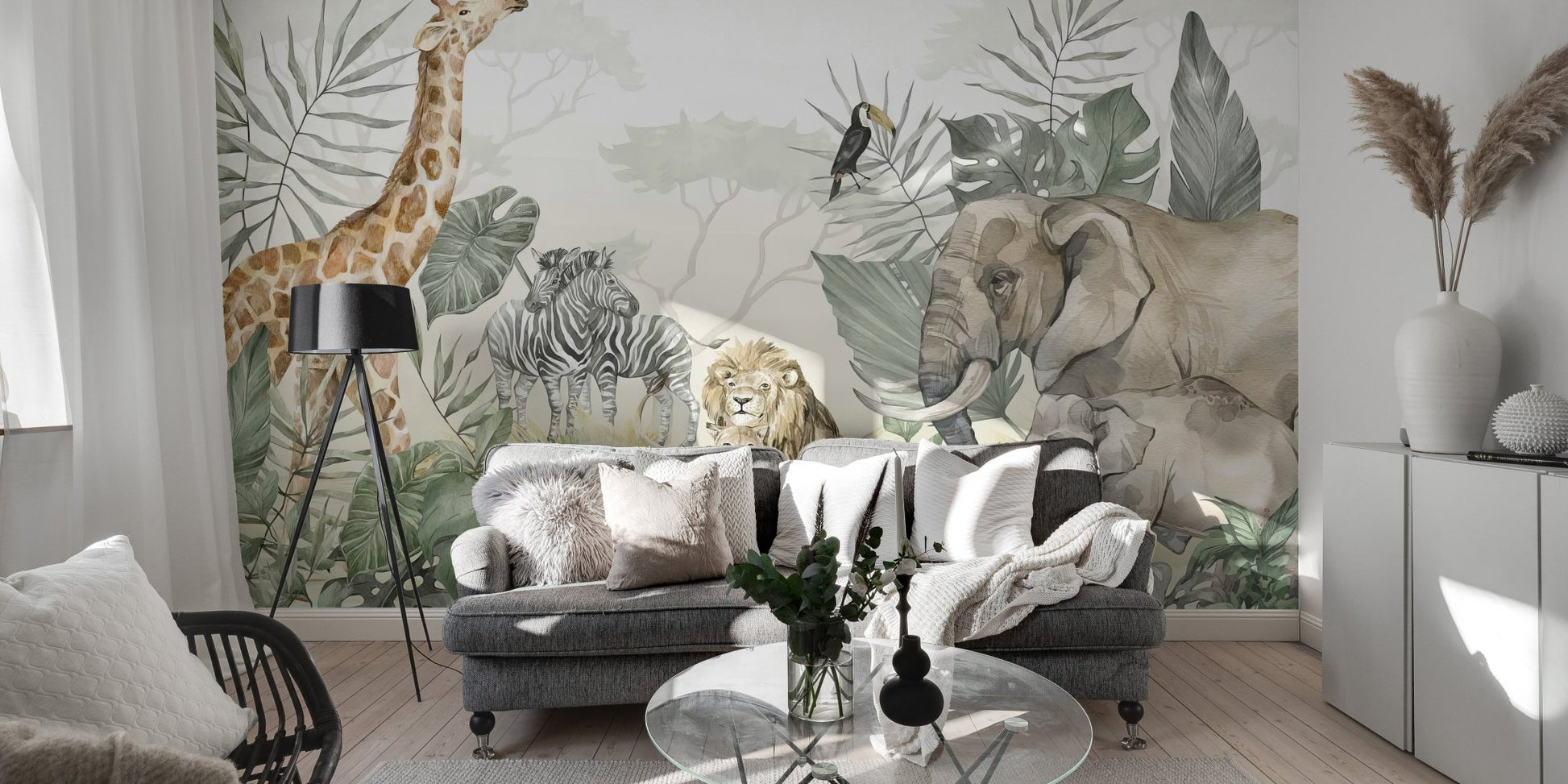 Safari animals jungle wall mural

