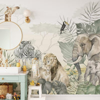Kids safari jungle wallpaper mural
