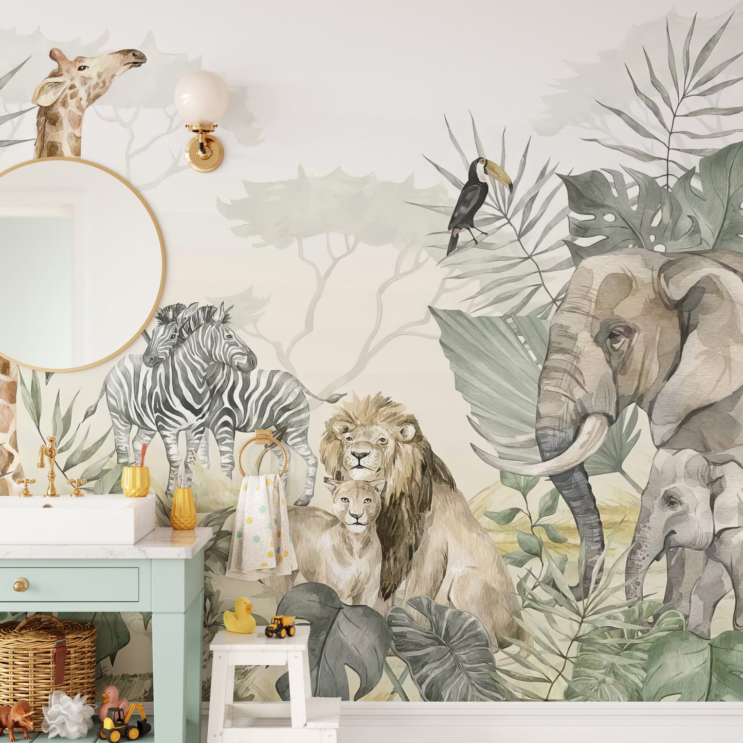 Kids safari jungle wallpaper mural
