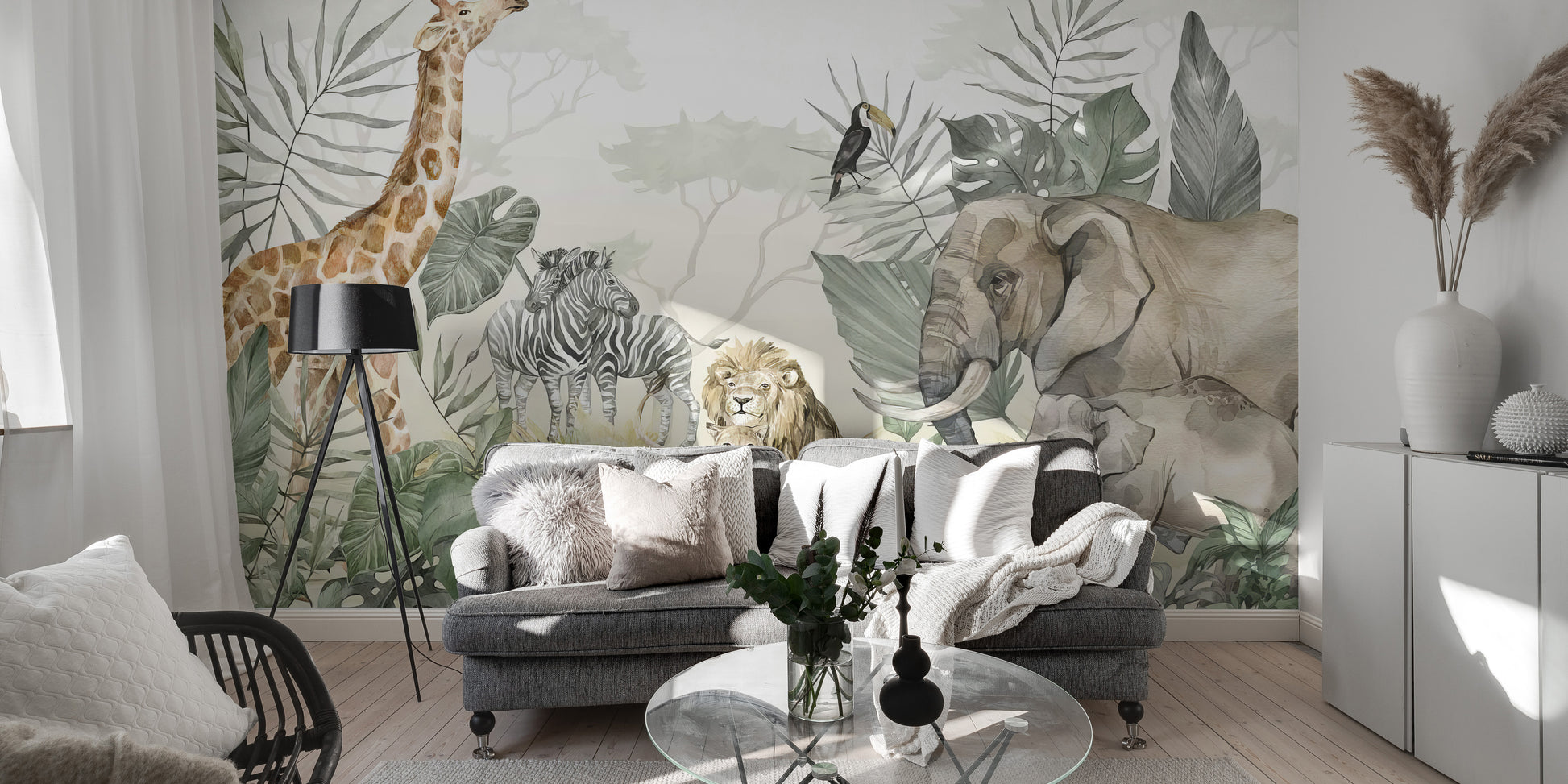 Safari animals jungle wall mural
