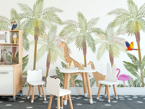 Vibrant jungle design with palm trees A870