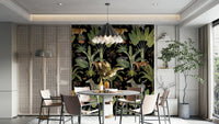 Mural wallpaper with safari animals and foliage


